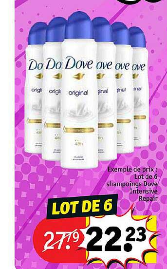 lot de 6 shampoings dove intensive repair