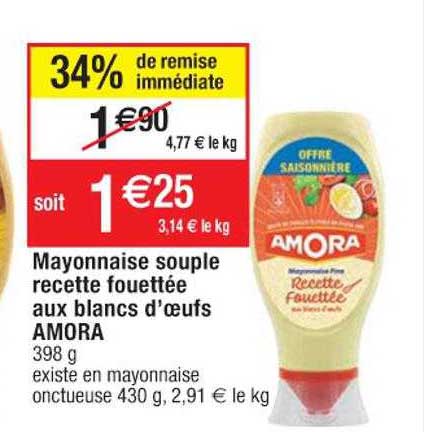 mayonnaise souple recette fouettée aux blanc d'oeufs amora
