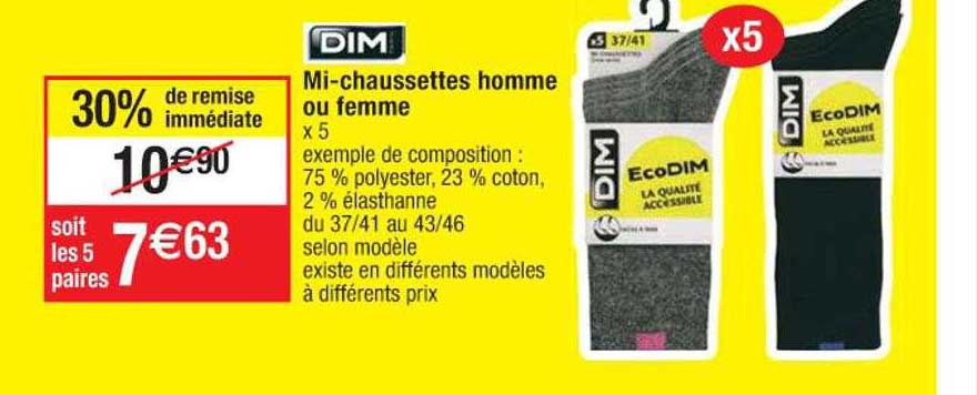 mi-chaussettes homme ou femme dim