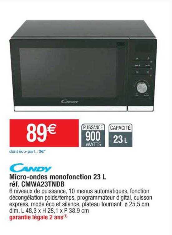 micro-ondes monofonction 23 l candy