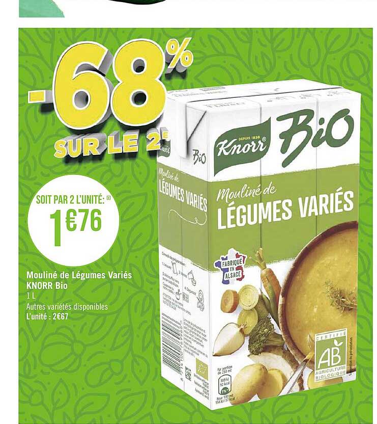 mouliné de légumes variés knorr bio