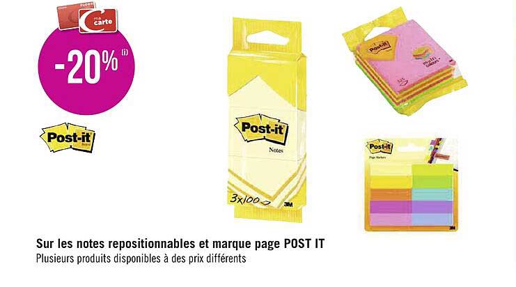 notes repositionnables et marque page post it