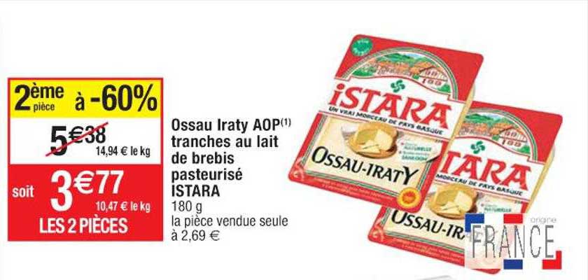 ossau iraty aop tranches au lait de brebis pasteurisé istara