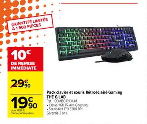 pack clavier et souris rétroéclairé gaming the g lab
