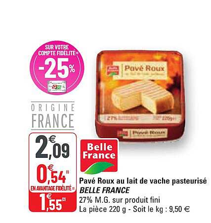 Pavé Roux Au Lait De Vache Pasteurisé Belle France