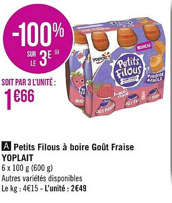 Petits Filous à Boire Goût Fraise Yoplait