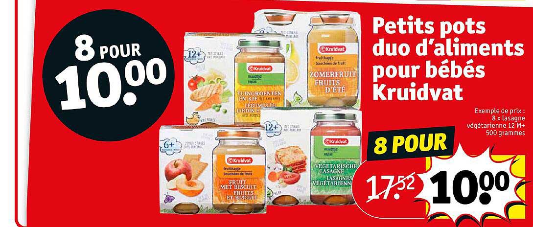 petits pots duo d'aliments pour bébés kruidvat