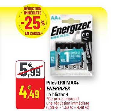 piles lr6 max+ energizer