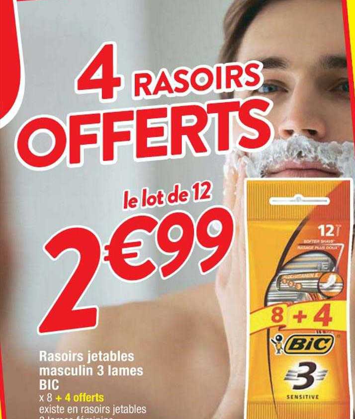 rasoirs jetables masculin 3 lames bic