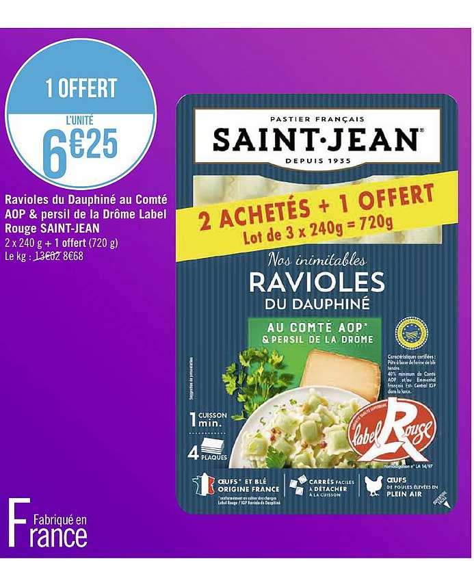 Ravioles Du Dauphiné Au Comté Aop & Persil De La Drôme Label Rouge Saint-jean