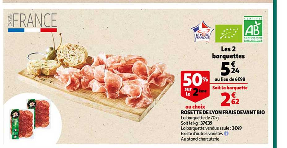 rosette de lyon frais devant bio