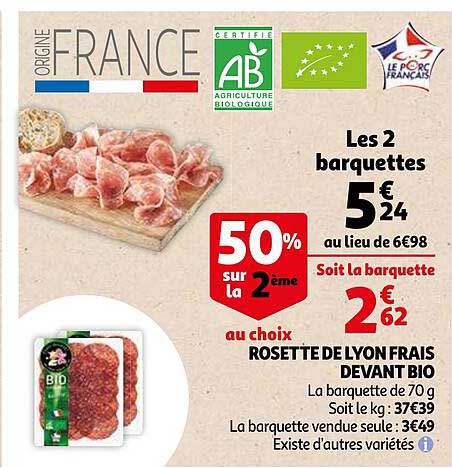rosette de lyon frais devant bio