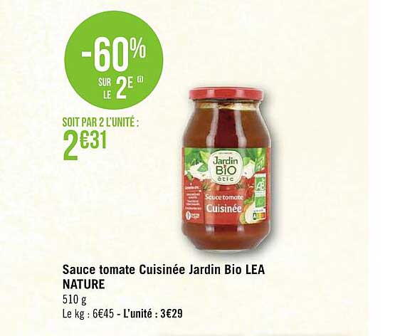 Sauce Tomate Cuisinée Jardin Bio Léa Nature
