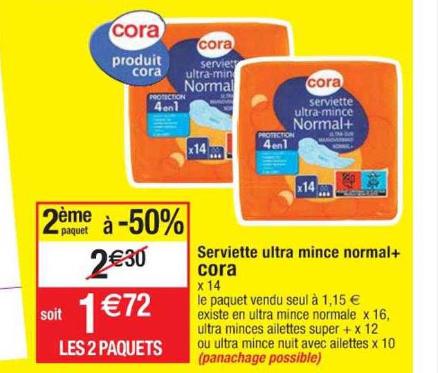 serviette ultra mince normal+ cora