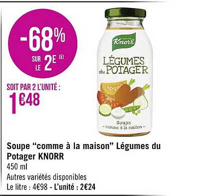 soupe "comme à la maison" légumes du potager knorr