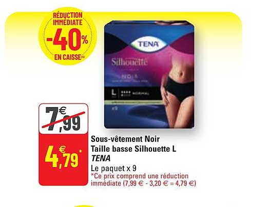 sous-vêtement noir taille basse silhouette l tena