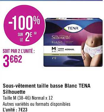 sous-vêtement taille basse blanc tena silhouette
