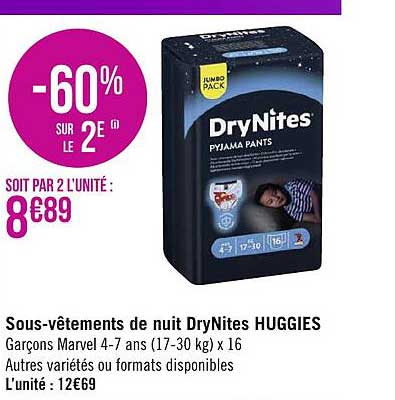 sous-vêtements de nuit dryNites huggies