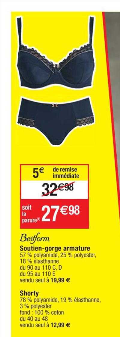 soutien-gorge armature, shorty bestform