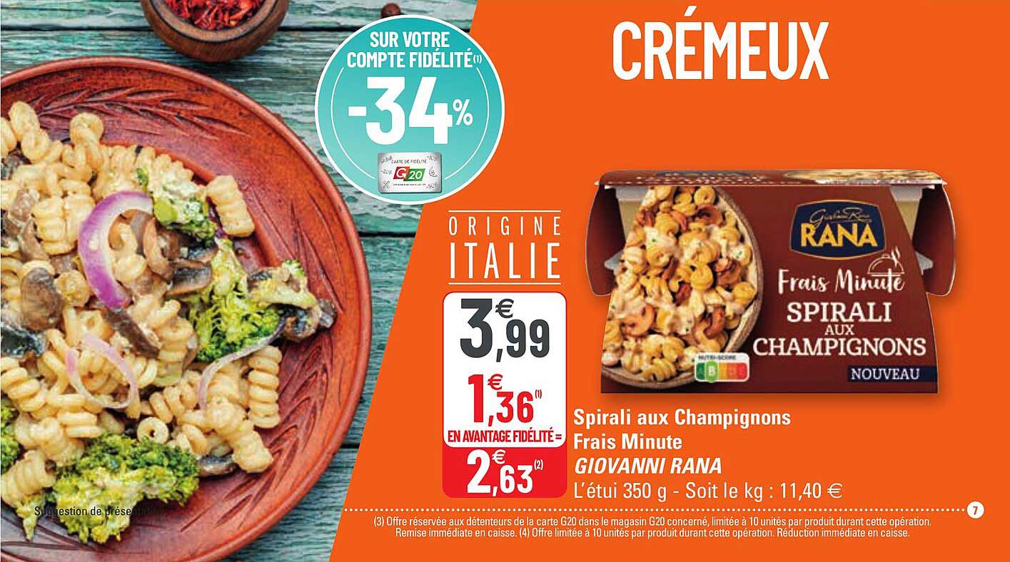 spirali aux champignons frais minute giovanni rana