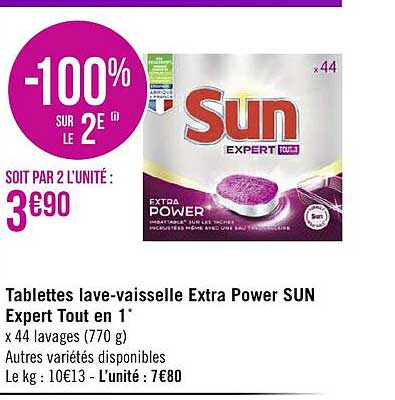 tablettes lave-vaisselle extra power sun expert tout en 1