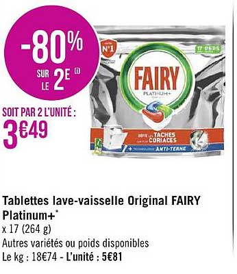 tablettes lave-vaisselle original fairy platinum+