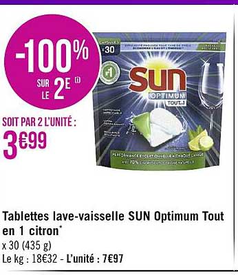 tablettes lave-vaisselle sun optimum tout en 1 citron