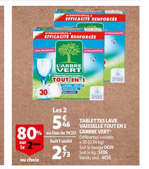 tablettes lave vaisselle tout en 1 l'arbre vert
