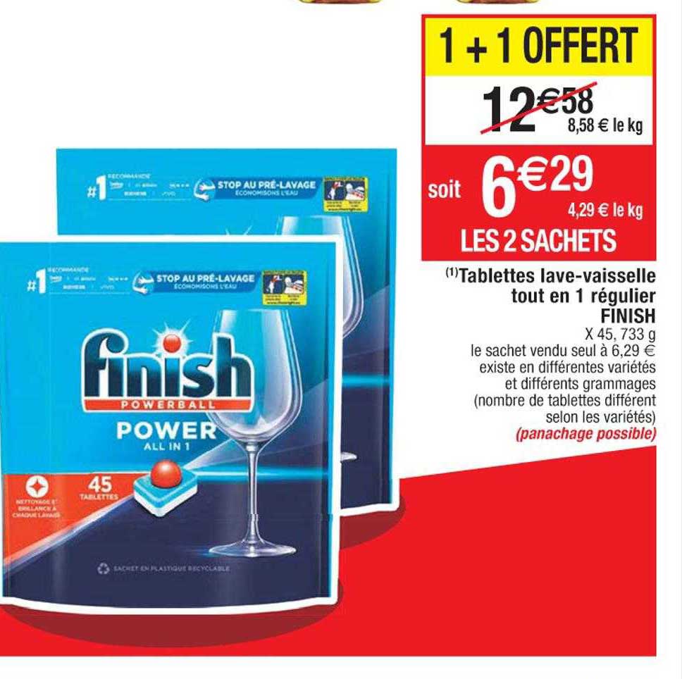 tablettes lave-vaisselle tout en 1 régulier finish