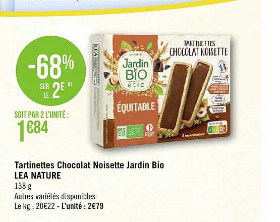 tartinettes chocolat noisette jardin bio léa nature