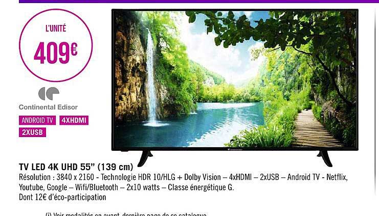 Tv Led 4k Uhd 55" (139 Cm) Continental Edisor