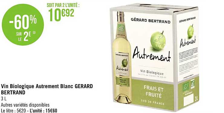 Vin Biologique Autrement Blanc Gérard Bertrand
