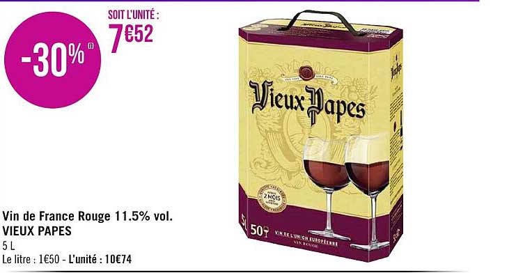 vin de france rouge 11.5% vol. vieux papes