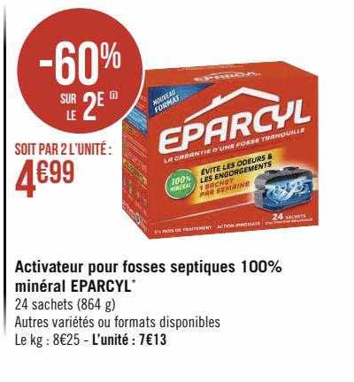 activateur pour fosses septiques 100% minérale eparcyl