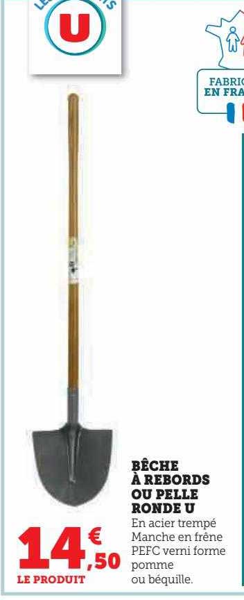 bêche à rebords ou pelle ronde u