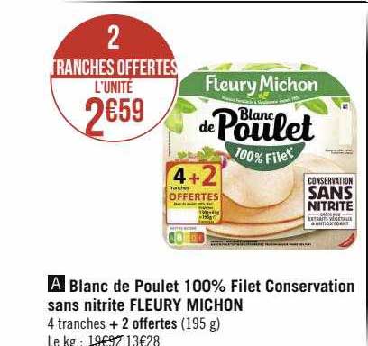 blanc de poulet 100% filet conservation sans nitrite fleury michon