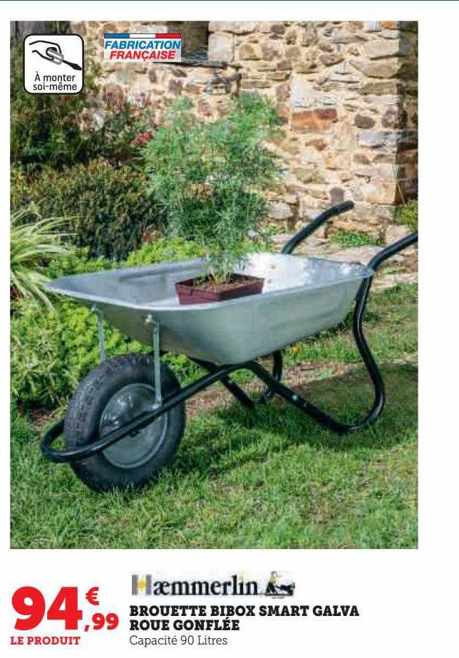 brouette bibox smart galva roue gonflée