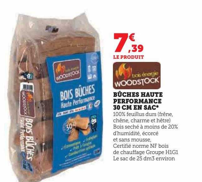 Bûches Haute Perforateur 30 Cm En Sac Woodstock