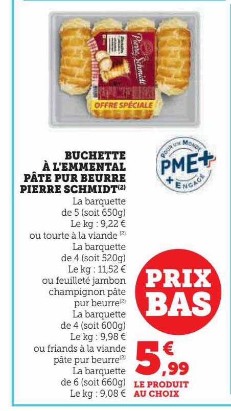 buchette à l'emmental pâte pur beurre pierre schmidt