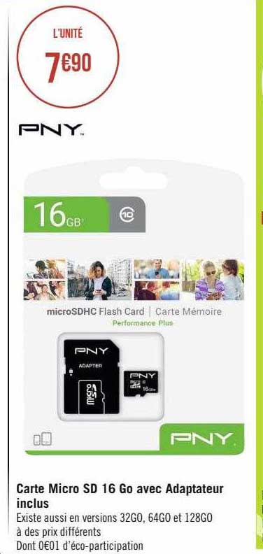 carte micro sd 16 go avec adaptateur inclus