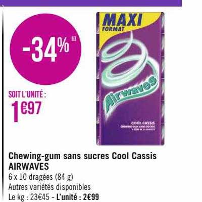 chewing-gum sans sucres cool cassis ariwaves