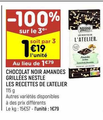 chocolat noir amandes grillées nestlé les recettes de l'atelier
