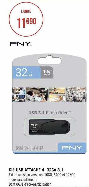 clé usb attache 4 32go 3.1 pny