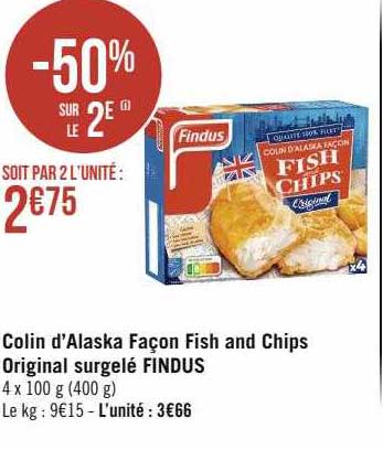 colin d'alaska façon fish and chips original surgelé findus