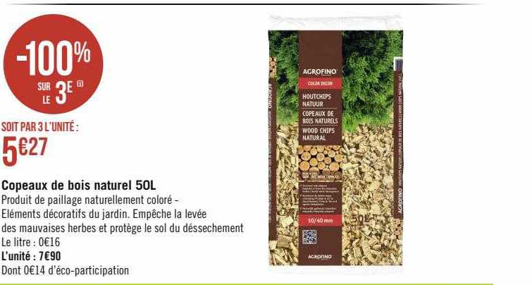 Copeaux De Bois Naturel 50l Agrofino