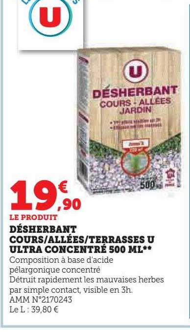 désherbant cours - allées - terrasses u ultra concentré 500 ml