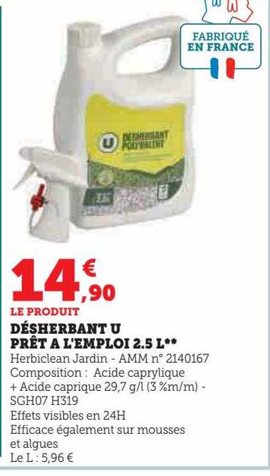désherbant u prêt à l'emploi 2.5 l