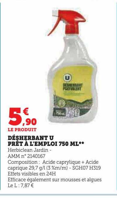 désherbant u prêt à l'emploi 750 ml