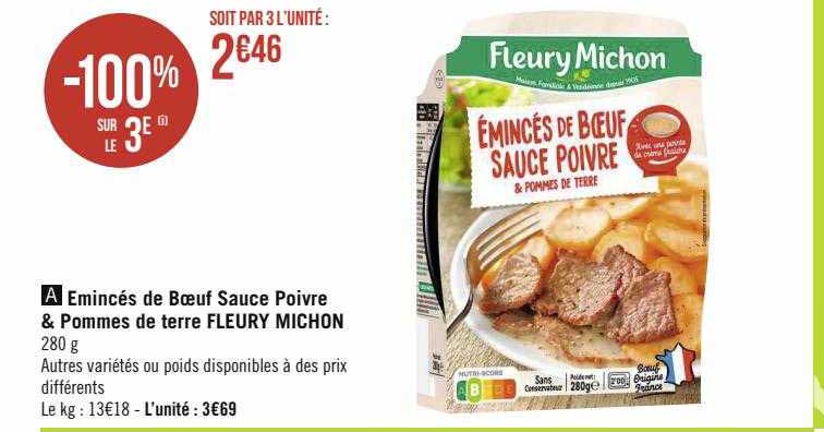 émincés De Bœuf Sauce Poivre & Pommes De Terre Fleury Michon