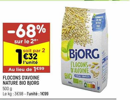 flocons d'avoine nature bio bjorg